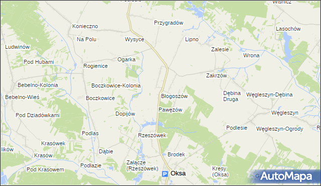 mapa Błogoszów, Błogoszów na mapie Targeo