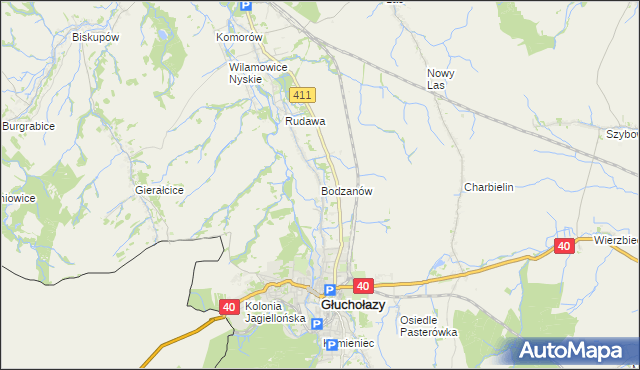 mapa Bodzanów gmina Głuchołazy, Bodzanów gmina Głuchołazy na mapie Targeo