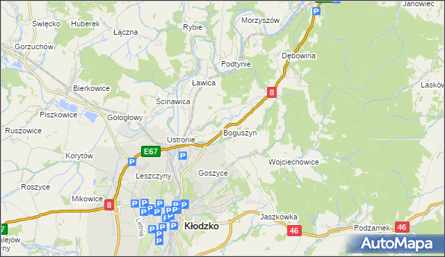 mapa Boguszyn gmina Kłodzko, Boguszyn gmina Kłodzko na mapie Targeo