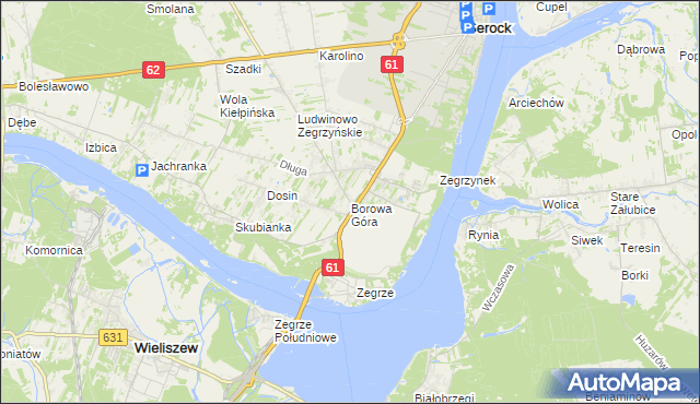 mapa Borowa Góra gmina Serock, Borowa Góra gmina Serock na mapie Targeo