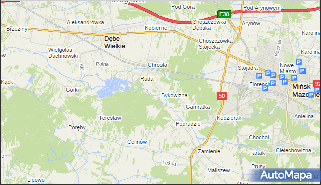 mapa Bykowizna, Bykowizna na mapie Targeo