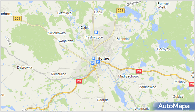 mapa Bytów, Bytów na mapie Targeo