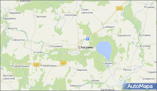 mapa Choczewo, Choczewo na mapie Targeo