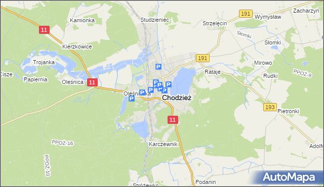 mapa Chodzież, Chodzież na mapie Targeo