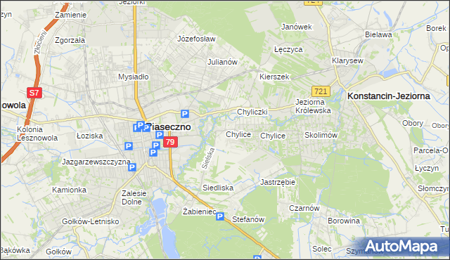 mapa Chylice gmina Piaseczno, Chylice gmina Piaseczno na mapie Targeo