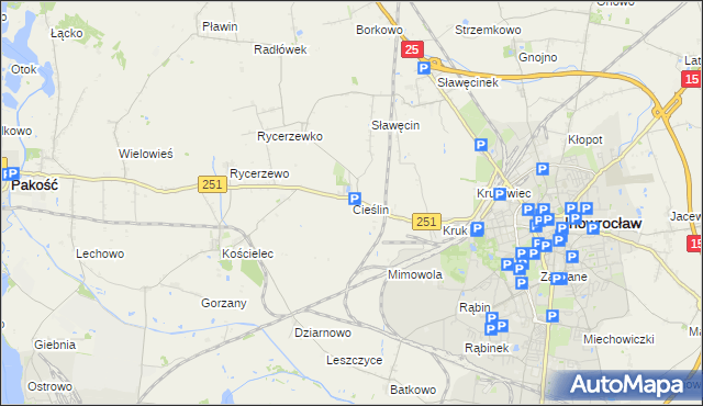 mapa Cieślin gmina Inowrocław, Cieślin gmina Inowrocław na mapie Targeo