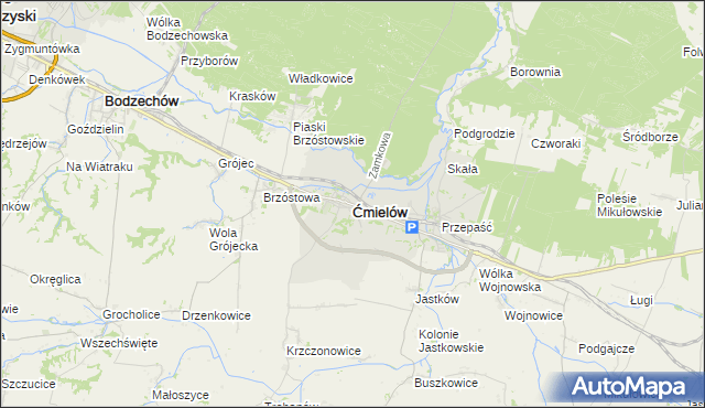 mapa Ćmielów, Ćmielów na mapie Targeo