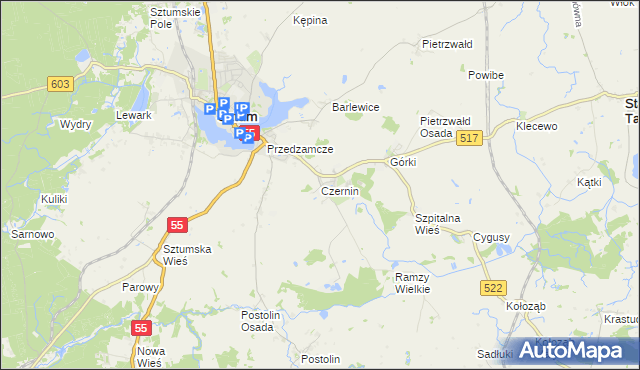 mapa Czernin gmina Sztum, Czernin gmina Sztum na mapie Targeo