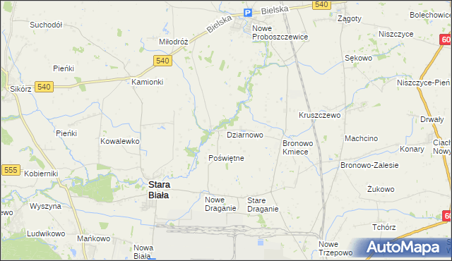 mapa Dziarnowo gmina Stara Biała, Dziarnowo gmina Stara Biała na mapie Targeo