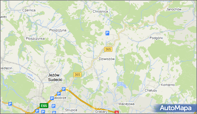 mapa Dziwiszów, Dziwiszów na mapie Targeo