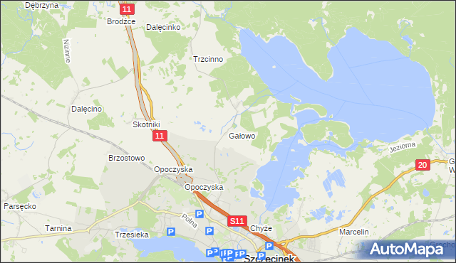 mapa Gałowo gmina Szczecinek, Gałowo gmina Szczecinek na mapie Targeo