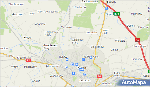 mapa Gołębiew Nowy, Gołębiew Nowy na mapie Targeo