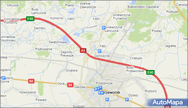 mapa Gorliczyna, Gorliczyna na mapie Targeo
