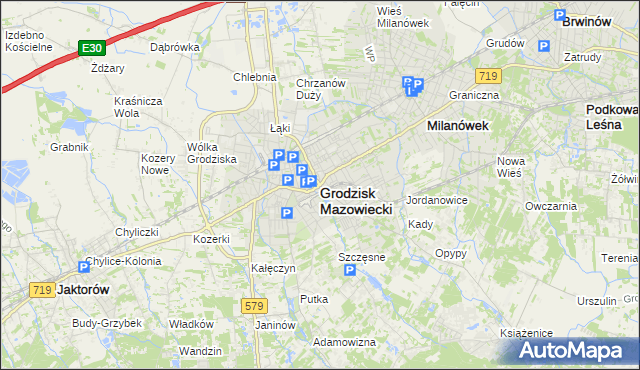 mapa Grodzisk Mazowiecki, Grodzisk Mazowiecki na mapie Targeo