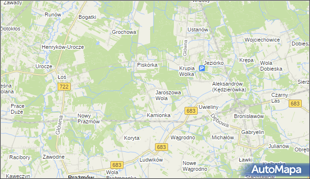 mapa Jaroszowa Wola, Jaroszowa Wola na mapie Targeo