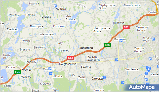 mapa Jasienica powiat bielski, Jasienica powiat bielski na mapie Targeo