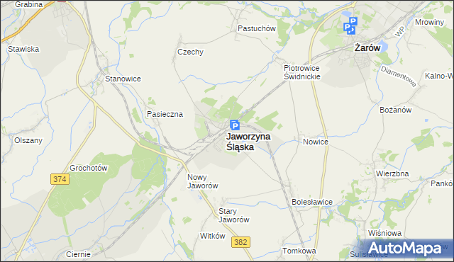 mapa Jaworzyna Śląska, Jaworzyna Śląska na mapie Targeo