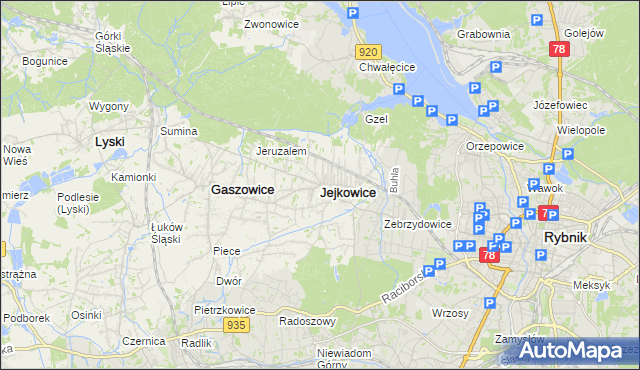 mapa Jejkowice, Jejkowice na mapie Targeo