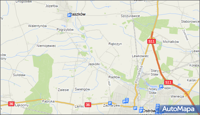 mapa Jelitów gmina Raszków, Jelitów gmina Raszków na mapie Targeo