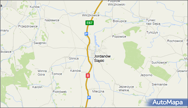 mapa Jordanów Śląski, Jordanów Śląski na mapie Targeo