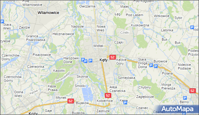 mapa Kęty, Kęty na mapie Targeo