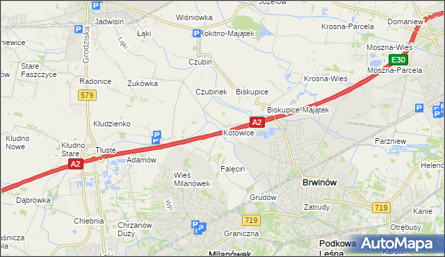 mapa Kotowice gmina Brwinów, Kotowice gmina Brwinów na mapie Targeo