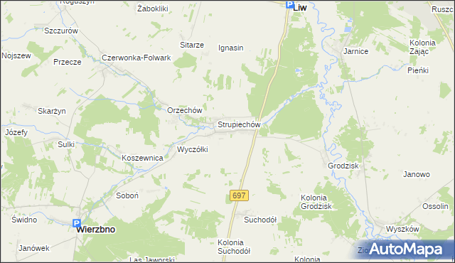 mapa Krypy gmina Wierzbno, Krypy gmina Wierzbno na mapie Targeo
