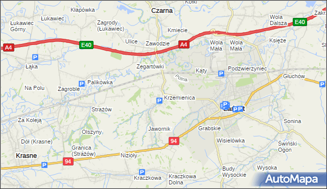 mapa Krzemienica gmina Czarna, Krzemienica gmina Czarna na mapie Targeo