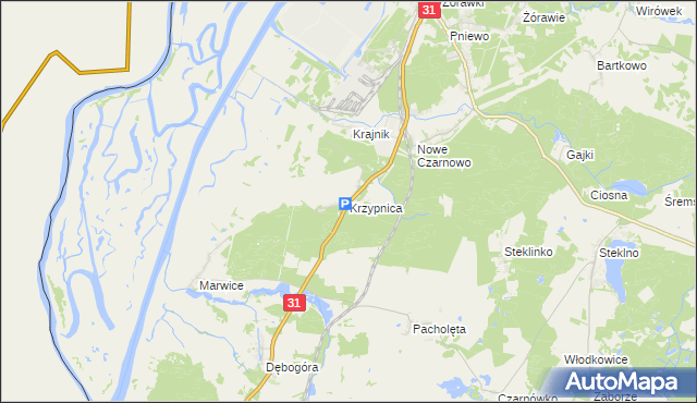 mapa Krzypnica, Krzypnica na mapie Targeo