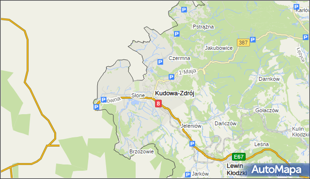 mapa Kudowa-Zdrój, Kudowa-Zdrój na mapie Targeo