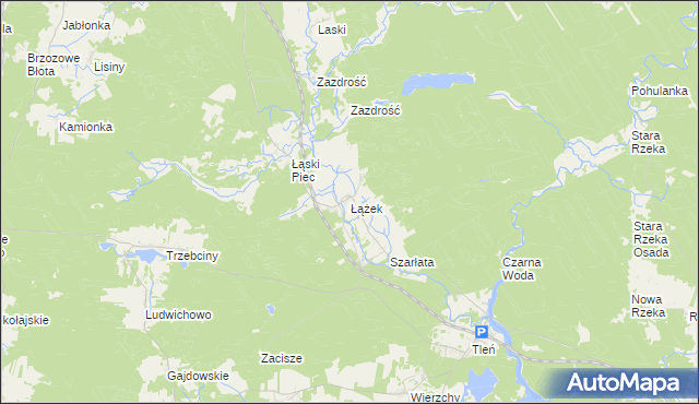 mapa Łążek gmina Osie, Łążek gmina Osie na mapie Targeo