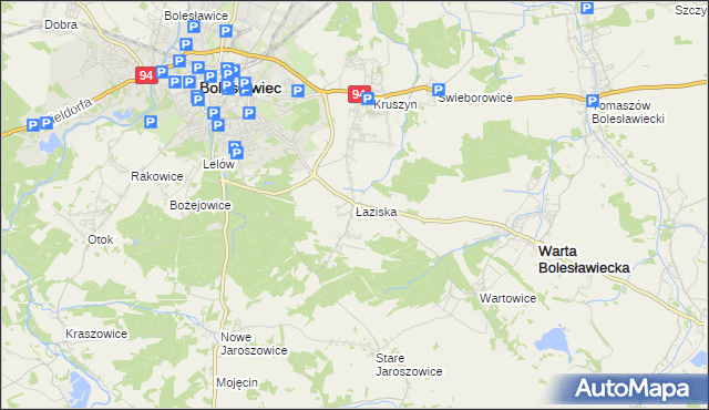 mapa Łaziska gmina Bolesławiec, Łaziska gmina Bolesławiec na mapie Targeo