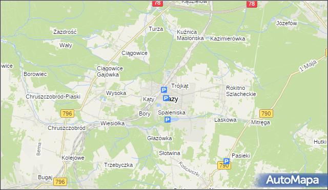 mapa Łazy powiat zawierciański, Łazy powiat zawierciański na mapie Targeo