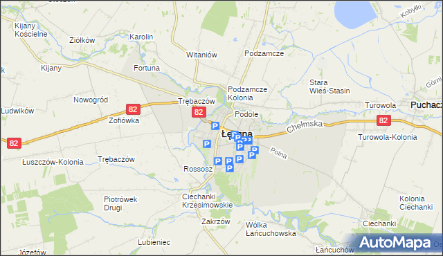 mapa Łęczna, Łęczna na mapie Targeo