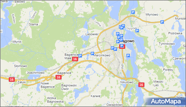 mapa Marcinkowo gmina Mrągowo, Marcinkowo gmina Mrągowo na mapie Targeo