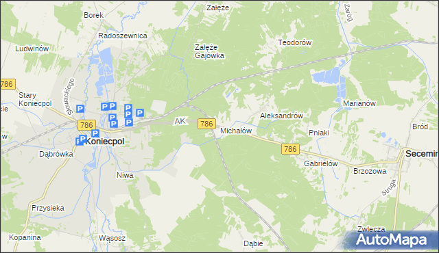 mapa Michałów gmina Koniecpol, Michałów gmina Koniecpol na mapie Targeo