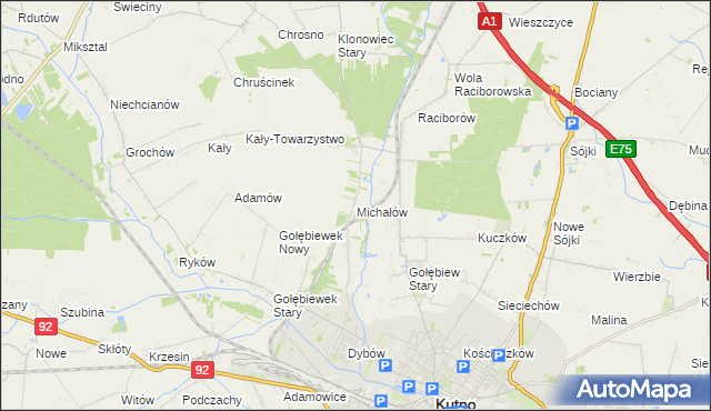 mapa Michałów gmina Kutno, Michałów gmina Kutno na mapie Targeo