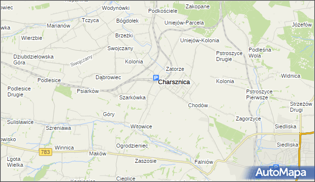 mapa Miechów-Charsznica, Miechów-Charsznica na mapie Targeo
