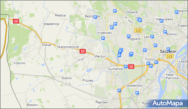 mapa Mierzyn gmina Dobra (Szczecińska), Mierzyn gmina Dobra (Szczecińska) na mapie Targeo