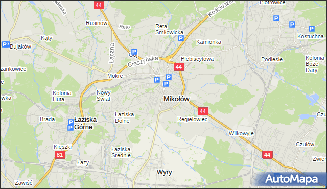 mapa Mikołów, Mikołów na mapie Targeo
