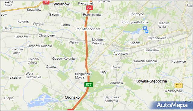 mapa Młodocin Mniejszy, Młodocin Mniejszy na mapie Targeo