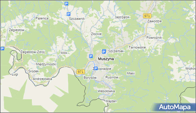 mapa Muszyna, Muszyna na mapie Targeo