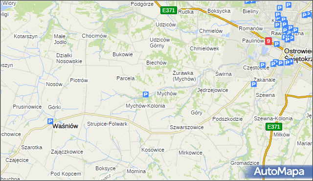 mapa Mychów, Mychów na mapie Targeo