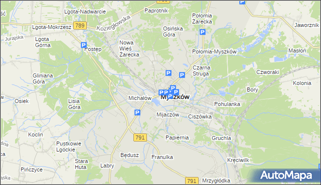 mapa Myszków, Myszków na mapie Targeo