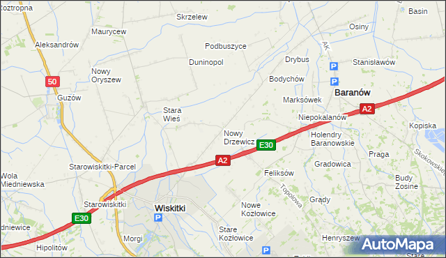 mapa Nowy Drzewicz, Nowy Drzewicz na mapie Targeo