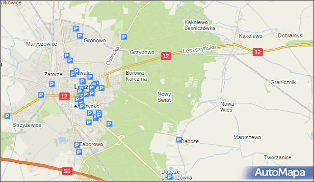 mapa Nowy Świat gmina Rydzyna, Nowy Świat gmina Rydzyna na mapie Targeo