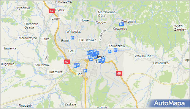 mapa Nowego Targu, Nowy Targ na mapie Targeo