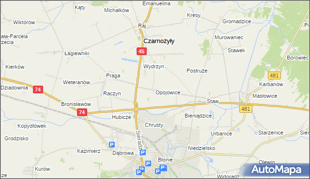 mapa Opojowice, Opojowice na mapie Targeo