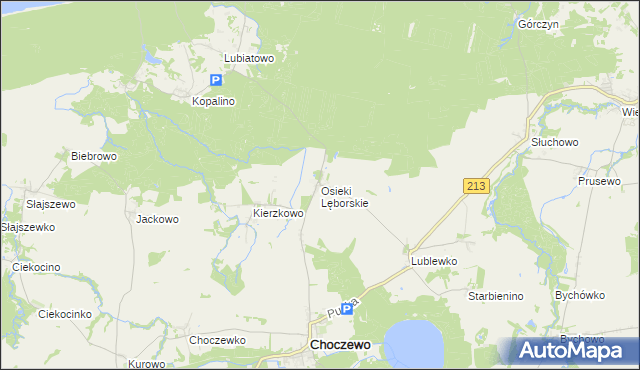 mapa Osieki Lęborskie, Osieki Lęborskie na mapie Targeo