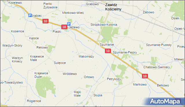 mapa Ostrowy gmina Zawidz, Ostrowy gmina Zawidz na mapie Targeo